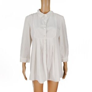 Marni Classic White Button Up Long Sleeve Tunic Blouse Top